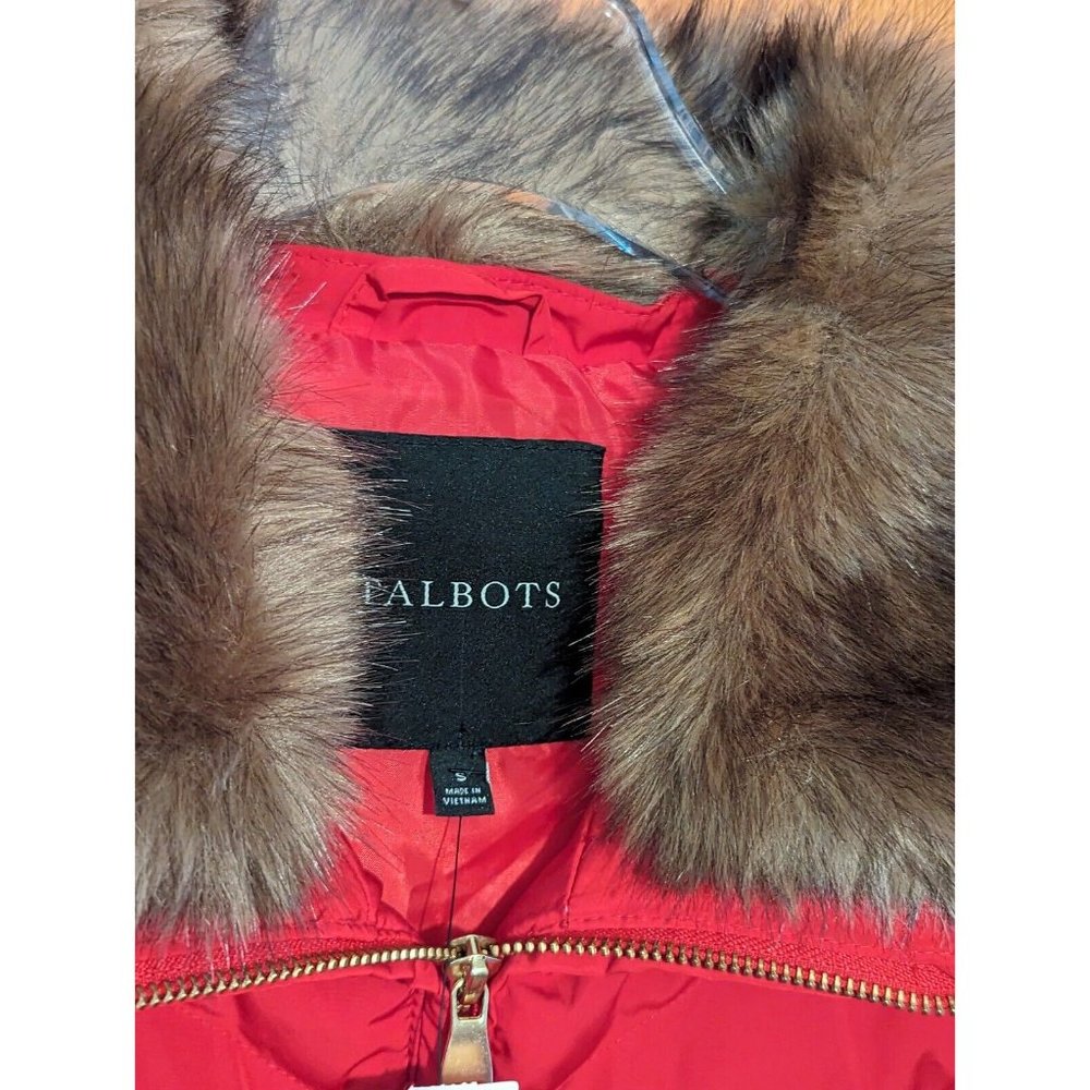 NWT Talbots Faux Fur Collar Red Down Puffer Vest Sz Small - Picture 4 of 10